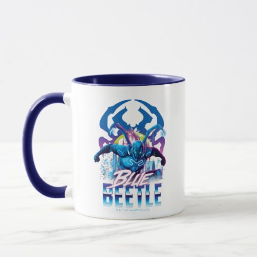 Blue Beetle Retrowave City Sunset Mug