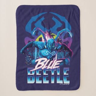 Blue Beetle Retrowave City Sunset Sherpa Blanket