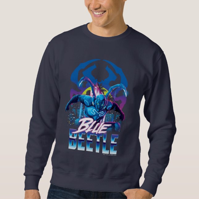 Blue Beetle Retrowave City Sunset Sweatshirt (Front)