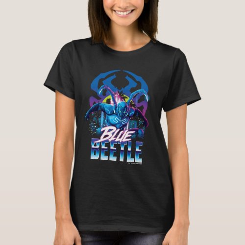 Blue Beetle Retrowave City Sunset T_Shirt