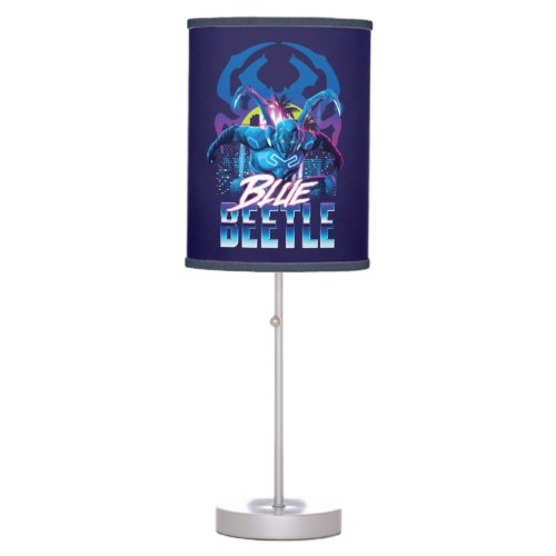 Blue Beetle Retrowave City Sunset Table Lamp