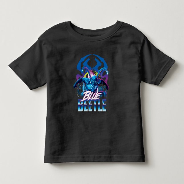 Blue Beetle Retrowave City Sunset Toddler T-shirt (Front)