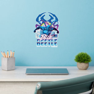 Blue Beetle Retrowave City Sunset Wall Decal
