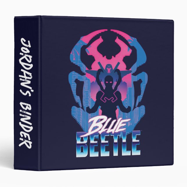 Blue Beetle Retrowave Versus Graphic 3 Ring Binder (Front/Spine)