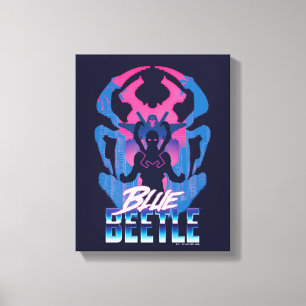 Blue Beetle Retrowave Versus Graphic Canvas Print