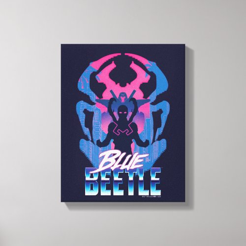 Blue Beetle Retrowave Versus Graphic Canvas Print
