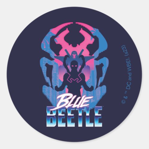 Blue Beetle Retrowave Versus Graphic Classic Round Sticker