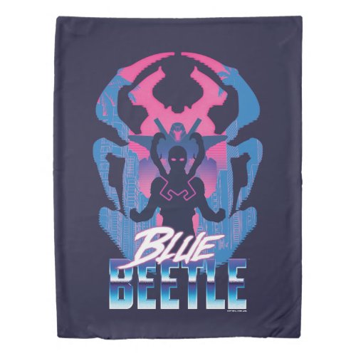 Blue Beetle Retrowave Versus Graphic Duvet Cover