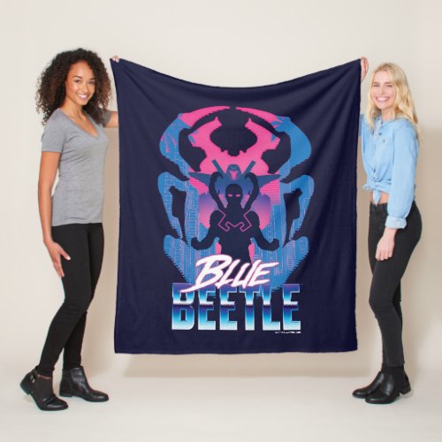 Blue Beetle Retrowave Versus Graphic Fleece Blanket
