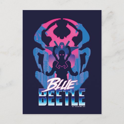 Blue Beetle Retrowave Versus Graphic Postcard