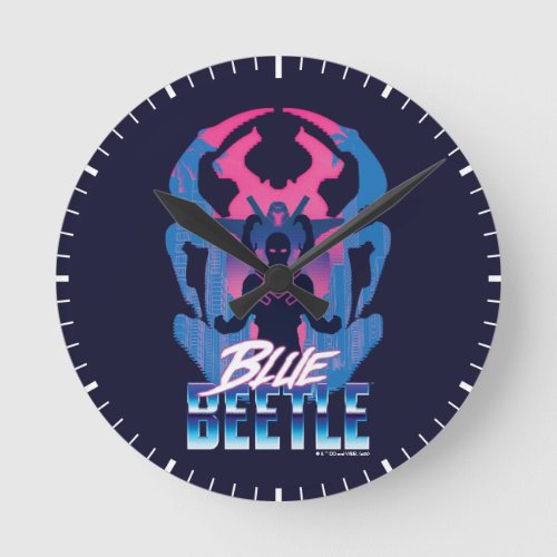 Blue Beetle Retrowave Versus Graphic Round Clock