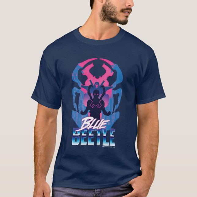 Blue Beetle Retrowave Versus Graphic T-Shirt (Front)