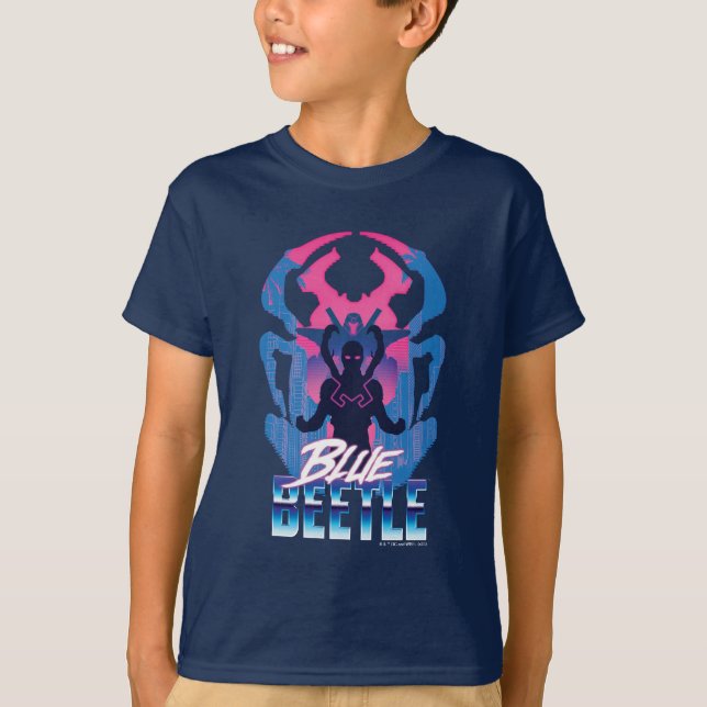 Blue Beetle Retrowave Versus Graphic T-Shirt (Front)