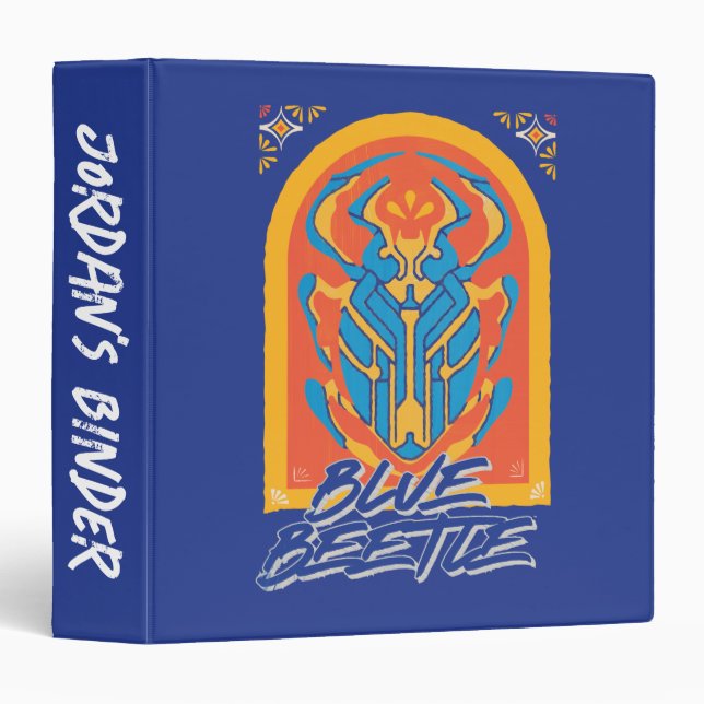 Blue Beetle Scarab Talavera Graphic 3 Ring Binder (Front/Spine)