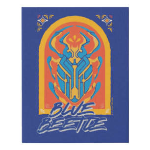 Blue Beetle Scarab Talavera Graphic Faux Canvas Print
