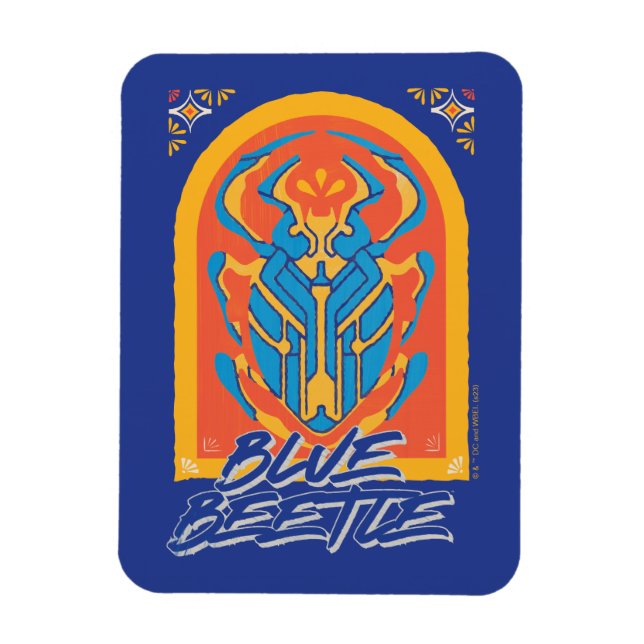 Blue Beetle Scarab Talavera Graphic Magnet (Vertical)