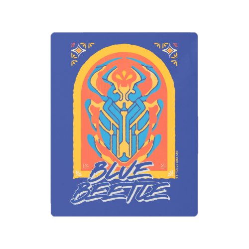 Blue Beetle Scarab Talavera Graphic Metal Print