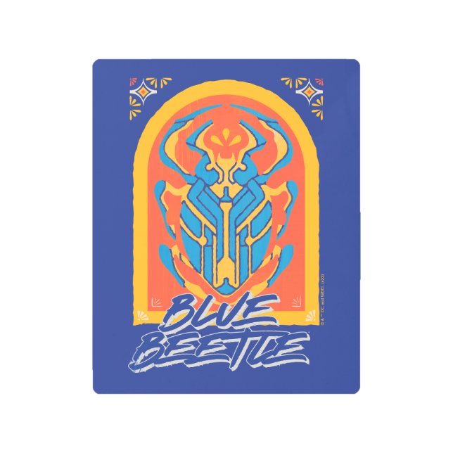 Blue Beetle Scarab Talavera Graphic Metal Print (Front)