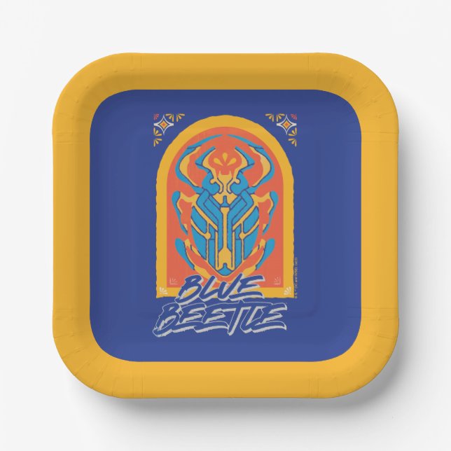 Blue Beetle Scarab Talavera Graphic Paper Plates (Front)
