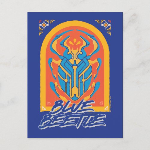 Blue Beetle Scarab Talavera Graphic Postcard
