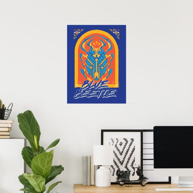 Blue Beetle Scarab Talavera Graphic Poster (Home Office)
