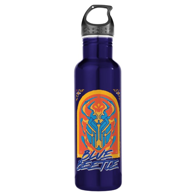 Blue Beetle Scarab Talavera Graphic Stainless Steel Water Bottle (Front)