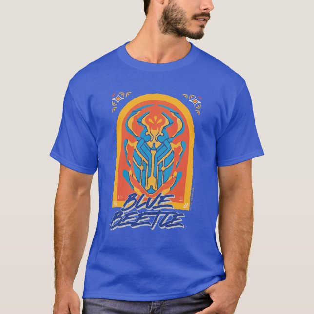 Blue Beetle Scarab Talavera Graphic T-Shirt (Front)