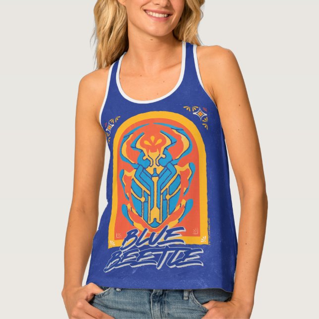 Blue Beetle Scarab Talavera Graphic Tank Top (Front)
