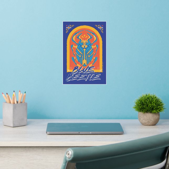 Blue Beetle Scarab Talavera Graphic Wall Decal (Home Office 2)