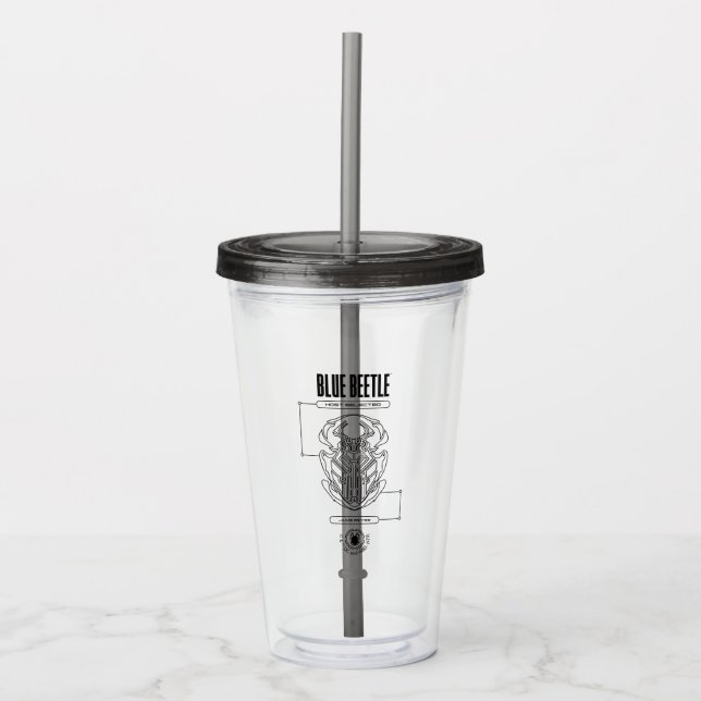 Blue Beetle Scarab Tech Graphic Acrylic Tumbler (Front)