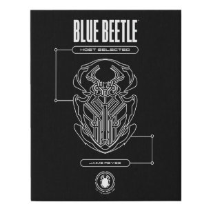 Blue Beetle Scarab Tech Graphic Faux Canvas Print