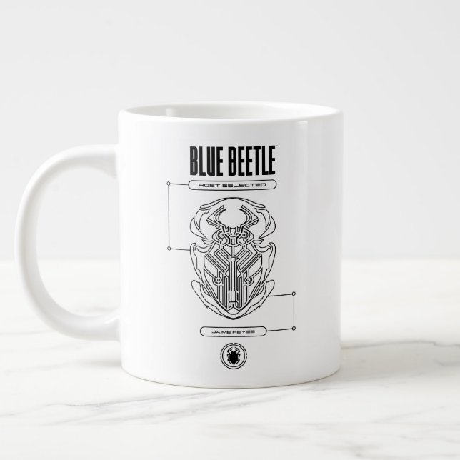 Blue Beetle Scarab Tech Graphic Giant Coffee Mug (Left)