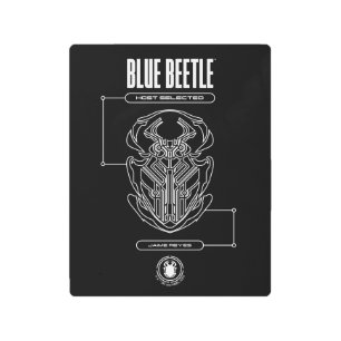 Blue Beetle Scarab Tech Graphic Metal Print