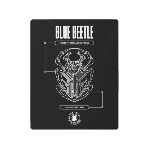 Blue Beetle Scarab Tech Graphic Metal Print
