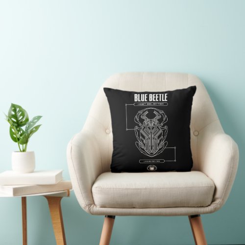 Blue Beetle Scarab Tech Graphic Throw Pillow
