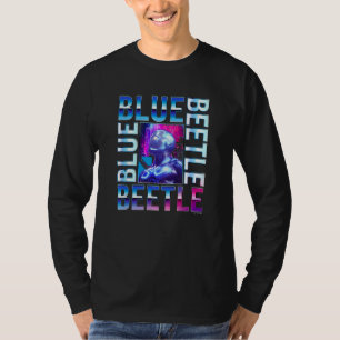 Blue Beetle Thoughtful Side View Neon City Retro P T-Shirt