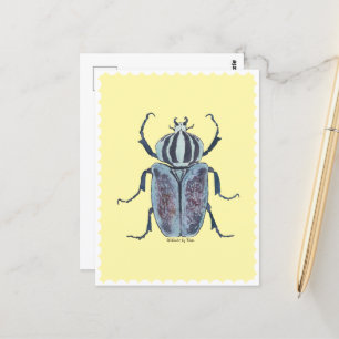 Blue Beetle Watercolor Postcard