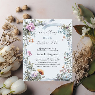 Blue before I do floral Bridal Shower invitation
