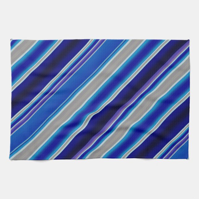 Blue Beige and Lavender Stripes Kitchen Towel (Horizontal)