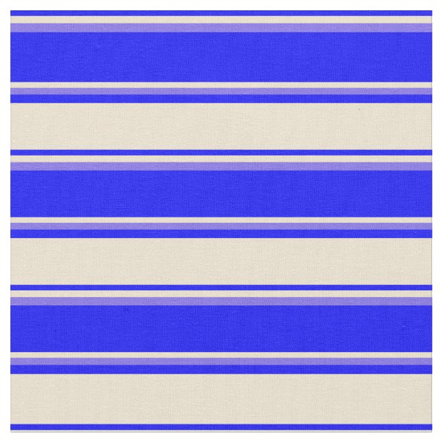 Blue, Beige, and Medium Slate Blue Stripes Fabric (Close Up)
