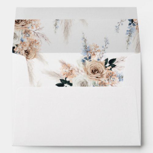 Blue  Beige Boho Floral Envelope