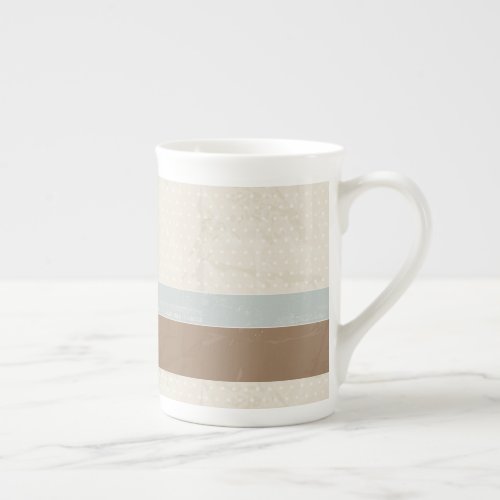  Blue Beige Brown Soft Polka Dots Retro Background Bone China Mug