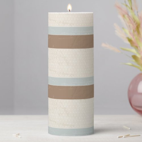  Blue Beige Brown Soft Polka Dots Retro Background Pillar Candle