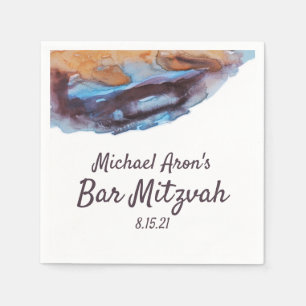 Blue, Beige, Caramel Bar Mitzvah Napkins