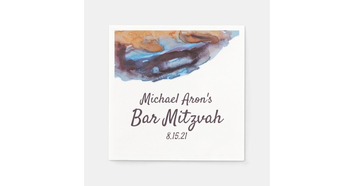 Blue, Beige, Caramel Bar Mitzvah Napkins Zazzle