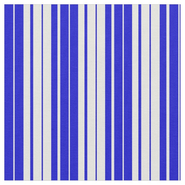 Blue & Beige Colored Stripes/Lines Pattern Fabric (Close Up)