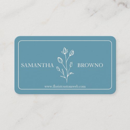 Blue Beige Framed Flower Business Card