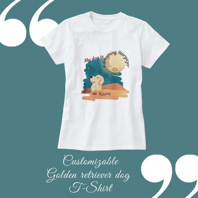 blue beige golden retriever yoga posing dog  T-Shirt (Customizable Golden retriever dog T-Shirt by Hobinishop)