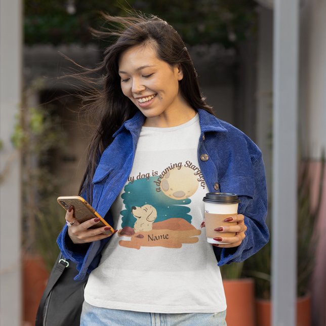 blue beige golden retriever yoga posing dog  T-Shirt (yoga posing golden retriever by Hobinishop)