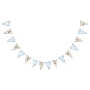 Blue Beige Hearts boy wedding Party CUSTOMIZE IT! Bunting Flags
